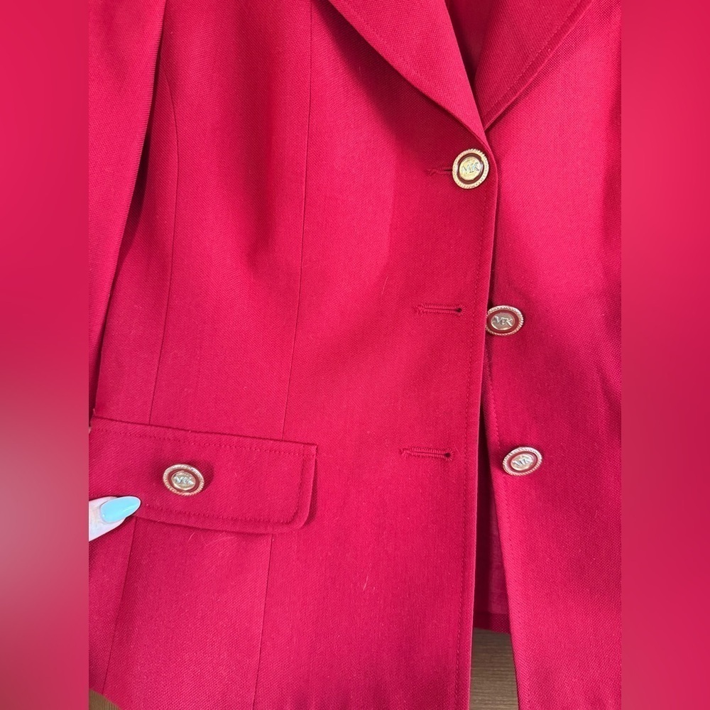 Vintage Mary Kay Red Blazer Structured Suit Jacket - Picture 2 of 6